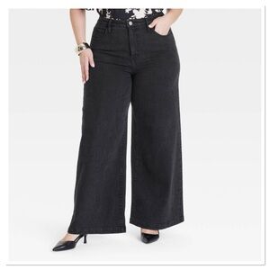 Ava & Viv Women's High-Rise Black Wide Leg Jeans